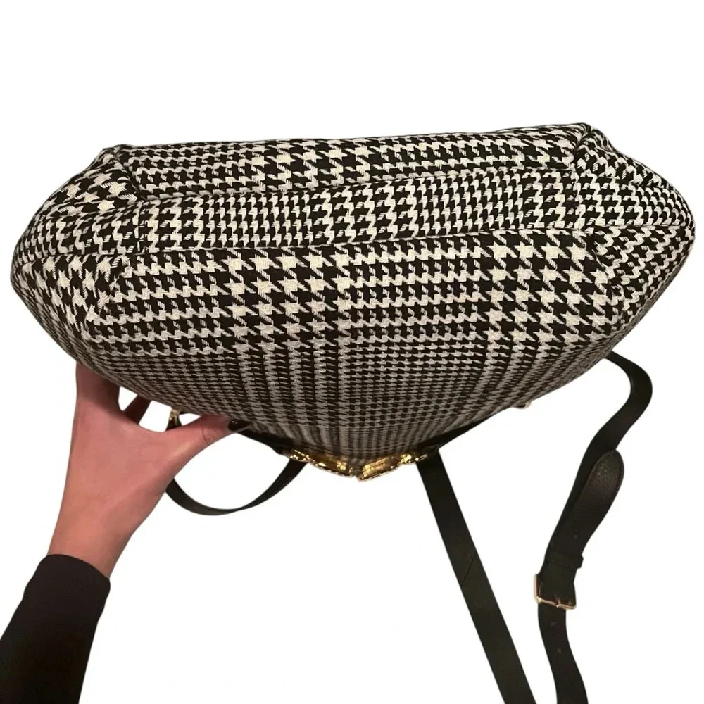 NWOT Talbots Black and Whitete Houndstooth Purse with‎ gold Accents